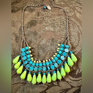 Blue and Green Statement Necklace with Earrings
